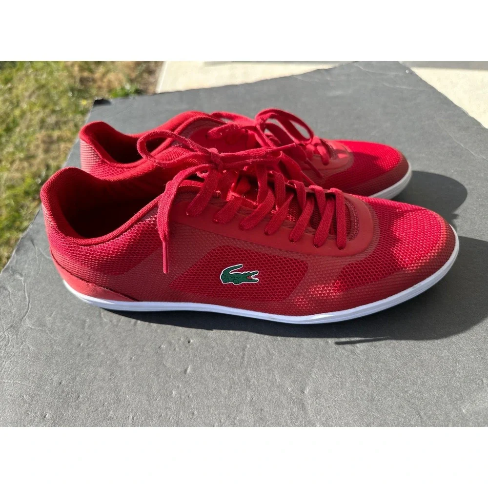 Lacoste Court Minimal‎ Sport Red Mesh Lace Up Sneakers Men's Size 11